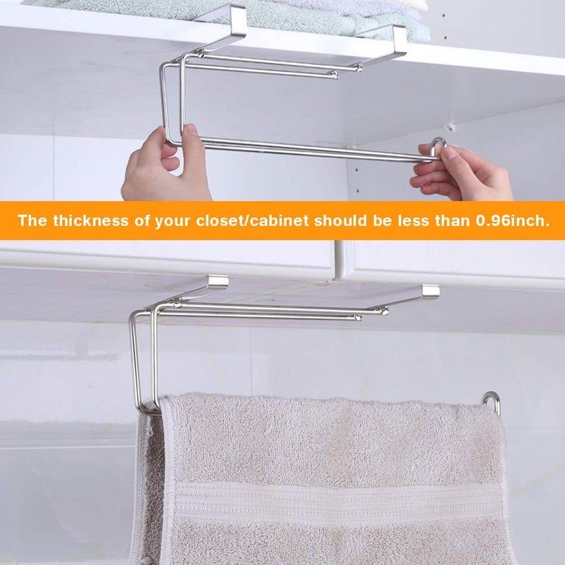 SYIDINZN Paper Towel Hanger Holder Stainless Steel Kitchen Roll Paper Towel Holder Tissue Hanger Organizer Rack for Kitchen Under Cabinet Over Door (Paper Towel Holder) - Image 5